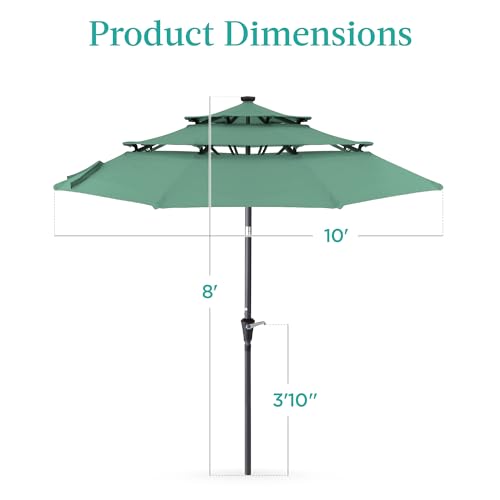 10ft 3 Tier Solar Patio Umbrella