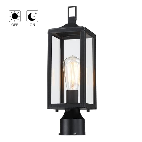 17 Inch Outdoor Lamp Post Light Dusk to Dawn Outside Lamp Posts Outdoor Lighting Exterior Gate Post Lights Photocell Pillar Lantern