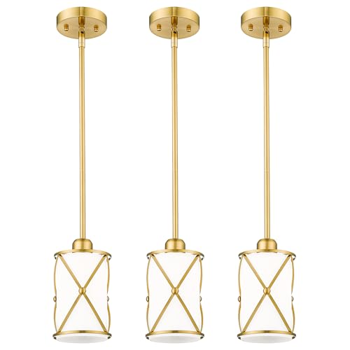 Brushed Gold Pendant Lights Kitchen Island 3 Pack (3 Count)