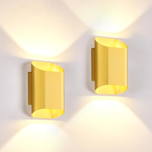 Gold Up & Down Indoor Outdoor LED Wall Sconce (Gold / 2 pack)