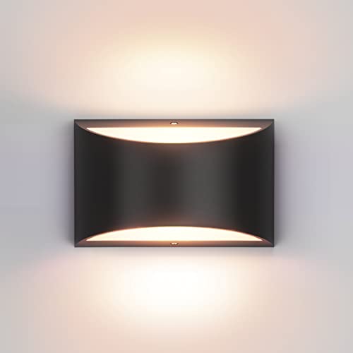 Black Modern LED Wall Sconce Indoor Wall Lights 1 Pack Hardwired Up and Down Wall Mount Light for Living Room Bedroom Hallway Corridor Conservatory Warm White 3000K