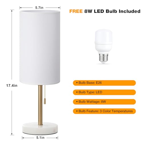 17" Bedside Table Lamp for Bedroom