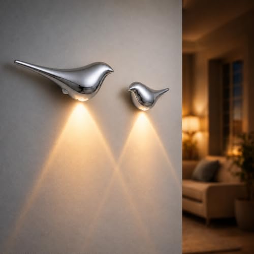 2 Pack Silver Bird Wall Light (2 Count)