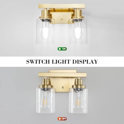 2 Light Brushed Gold Bathroom Vanity Light Bathroom Light Fixtures