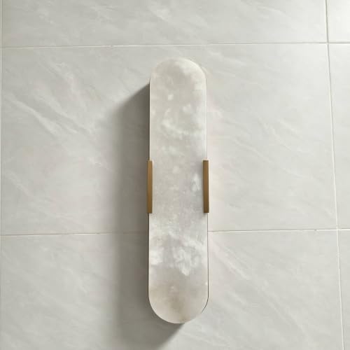 20in Alabaster Wall Sconce Set of 2 Gold 3CCT Marble Wall Light