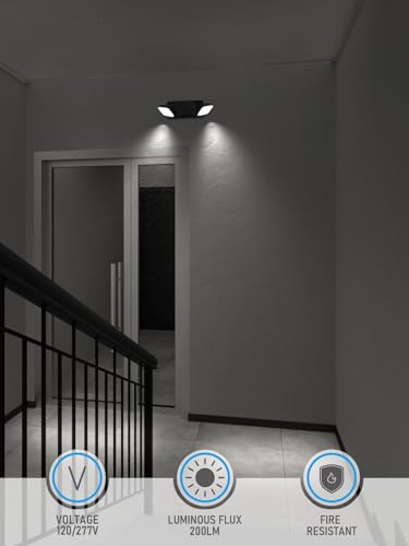 4 Pack LED Emergency Lights with Battery Backup UL Listed Black (4 Count)