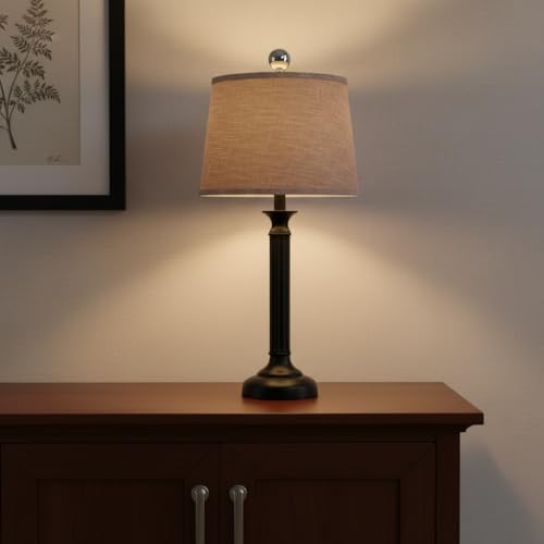 32140 Transitional Hardback Empire Shaped Spider Construction Lamp Shade in Beige Linen Fabric