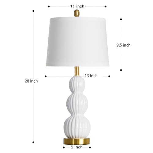 28" White Ceramic Table Lamps Set of 2 (2 Count)