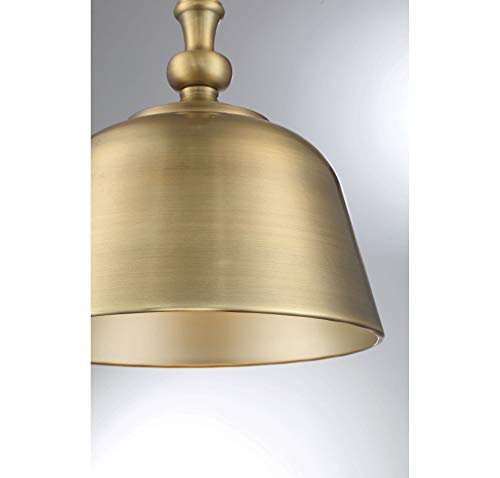 7-3751-1-322 Berg Farmhouse Contemporary Metal Pendant Ceiling Light, 1-Light 60 Watt, 14" H x 12" W, Warm Brass