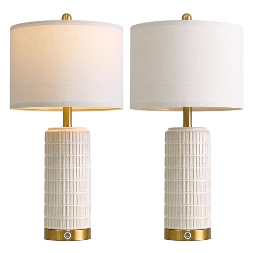 Touch Bedside Table Lamps with 2 USB for Bedroom Living Room