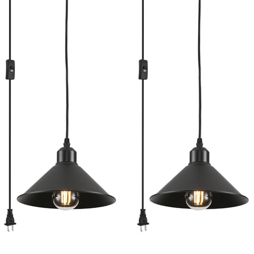 Black Plug in Pendant Light (2 Count)