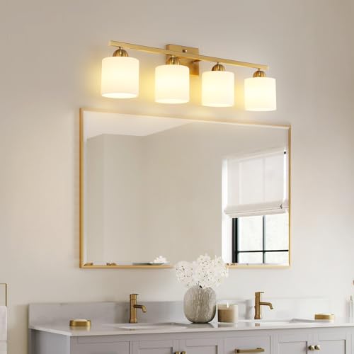 Stainless Steel Milk Glass Vanity Lights for Bathroom