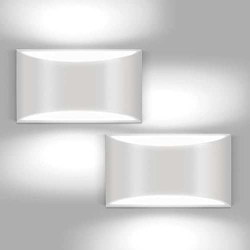 2 Pack Modern LED Wall Sconces Hardwired Indoor Wall Lights Up and Down Wall Mount Light for Living Room Bedroom Corridor Hallway Conservatory Cool White 6000K (2 Count)