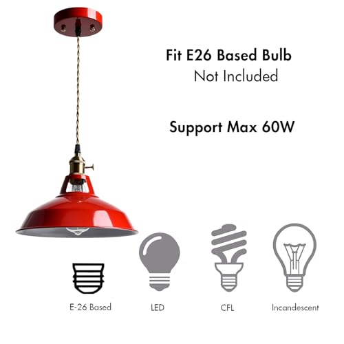 Industrial Modern Pendant Light Kitchen Island Red Metal Barn Fixture