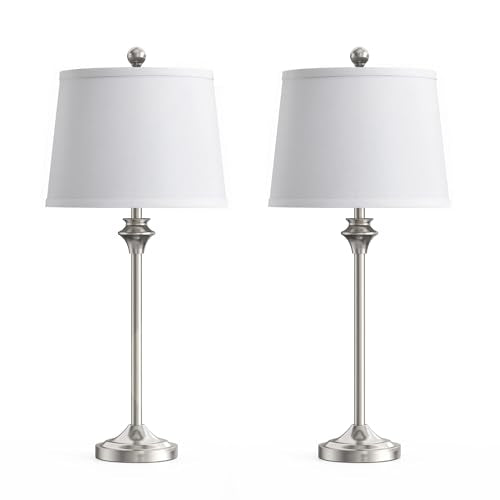 Set of 2 Brushed Nickel Table Lamps