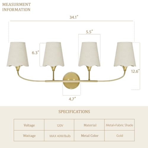 Bathroom Light Fixtures Over Mirror (Gold / 4 Light)