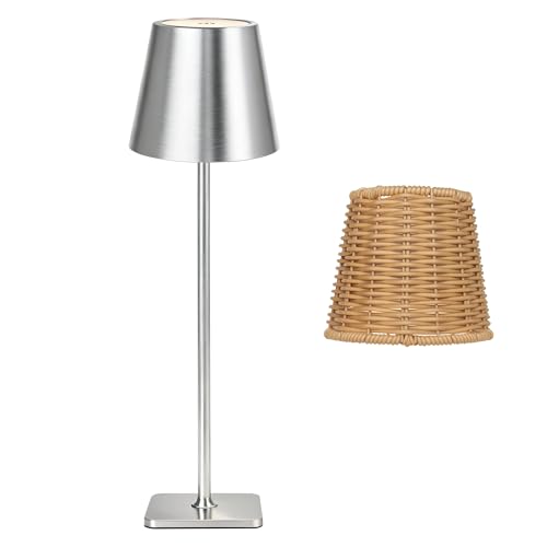 Outdoor Waterproof Cordless Wireless Rechargeable Portable Top Touch Battery Operated Powered LED Table Lamp Desk Lamp Lights for Restaurant Kitchen Patio Dinner Dining