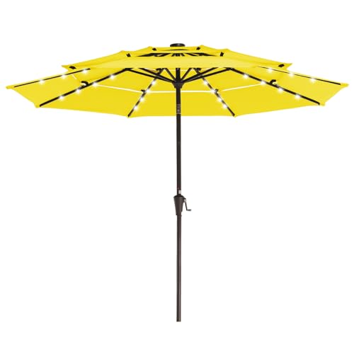 9 ft 3 Tier Outdoor LED Lighted Patio Umbrella w