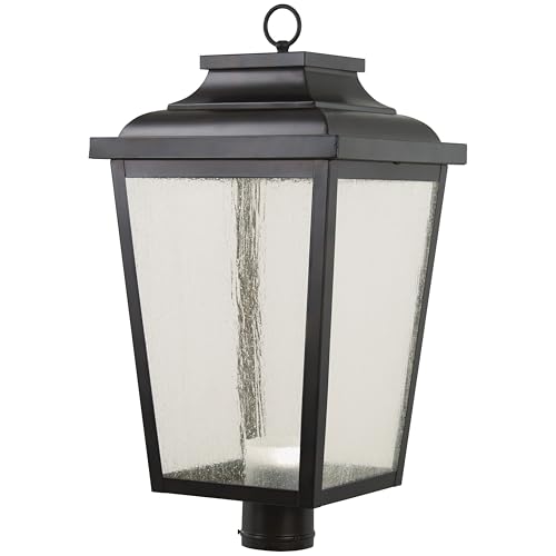 Irvington Manor LED XL Post Mount Light in Chelesa Bronze Finish with Clear Seeded Glass