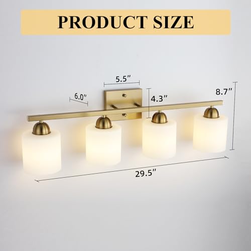 Stainless Steel Milk Glass Vanity Lights for Bathroom