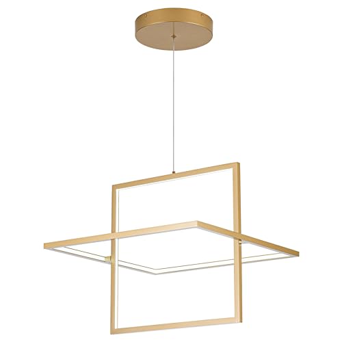 Modern Gold LED Square Hanging Pendant Chandelier