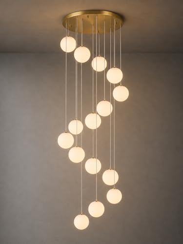 Gold Globe High Ceiling Chandelier (Gold / 15-Light)