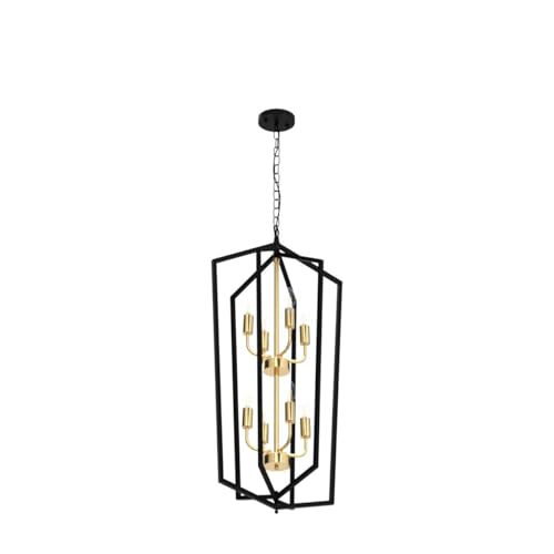 8 Light Lantern Tired Farmhouse Ceiling Hanging Light Black Chandelier Metal Modern Pendant Light Fixtures for Kitchen Island Dining Room Living Room Foyer Entryway