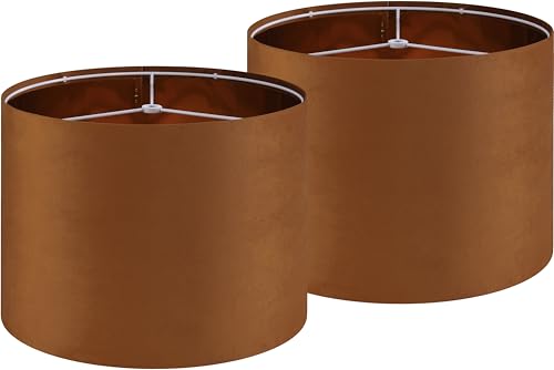 Burnt Orange Velvet Drum Lamp Shades