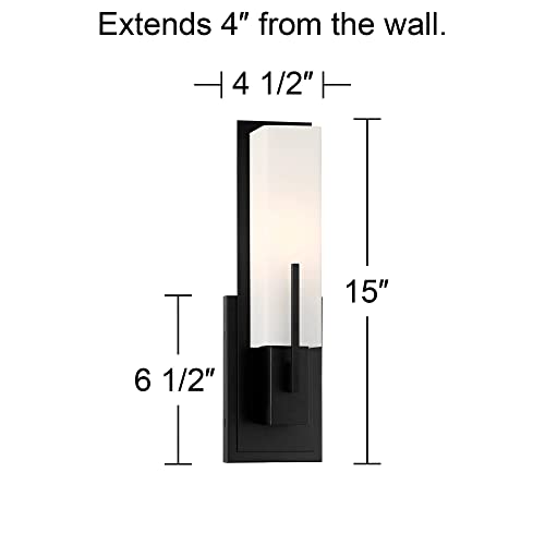 Midtown 15" High White Glass Black Wall Sconce Set of 2 Light Fixture (2 Count)