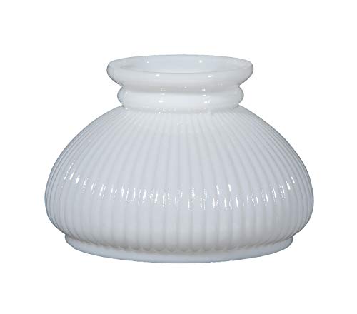 7Inch Student Shade with Ribbed Design and White over Clear Cased Glass for Vintage and Antique Style Table Lamps and Sconces