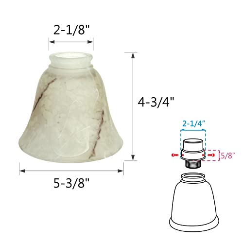 23108 4 Transitional Style Replacement Alabaster Glass Shade with Hand Painted Veins (4 Count)