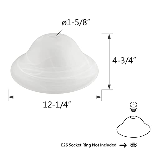 23517-11, Alabaster Replacement Glass Shade for Medium Base Socket Torchiere Lamp, Swag Lamp and Pendant & Island Fixture, 12-1/4" Diameter x 4-3/4" Height
