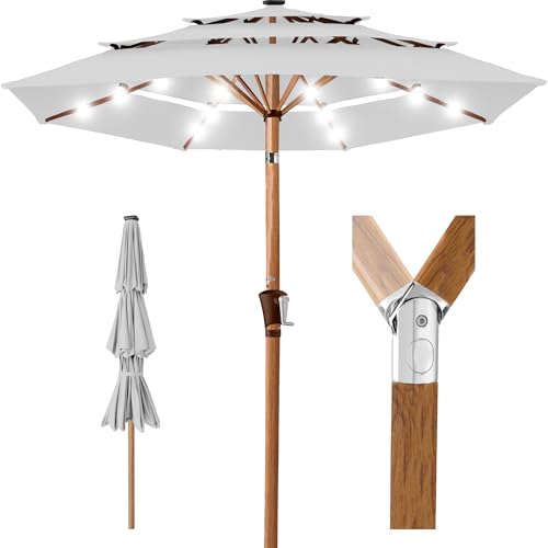 10ft 3 Tier Solar Patio Market Umbrella