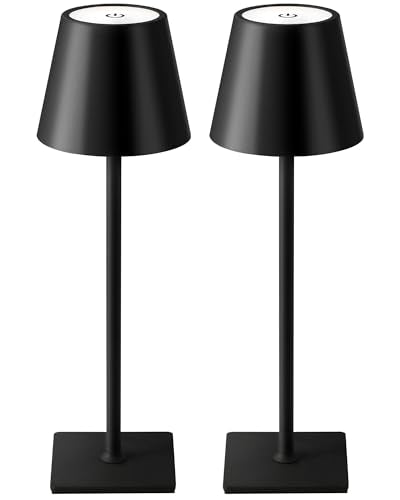 2 Pack Cordless Black Table Lamps (2 Count)