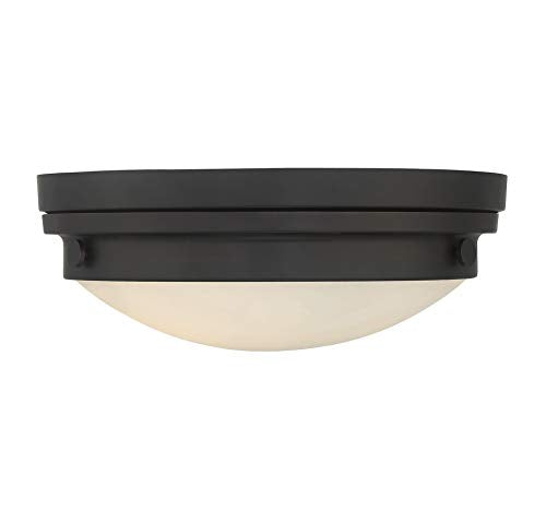 6-3350-16-13 Lucerne Industrial White Glass Flush Mount, 3-Light 180 Total Watts, 5" H x 15" W, English Bronze