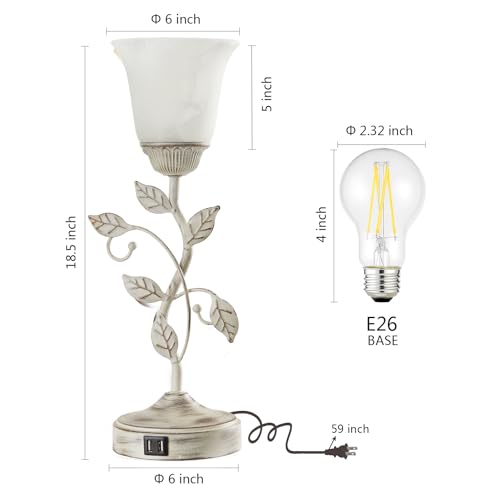 Rustic Touch Table Lamp for Bedroom with 2 USB C+A Ports