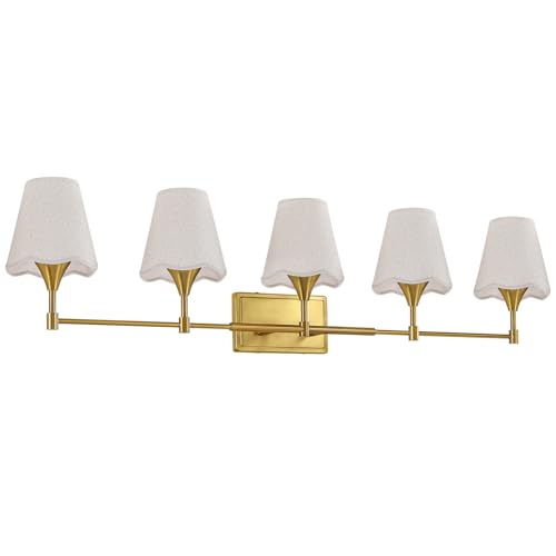 Gold Bathroom Vanity Light Fixtures (Brushed Gold / 5 LIGHT)
