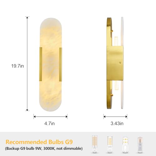 Natural Alabaster Wall Sconces Set of Two