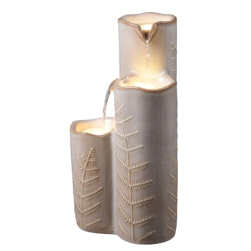 Triple Column Ivory Ceramic Fountain