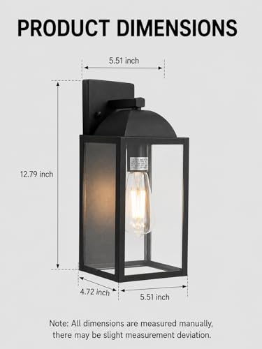 Outdoor Wall Sconce (2 Pack, Black)