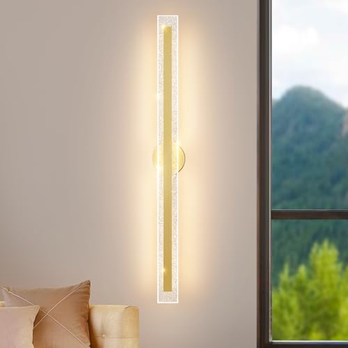 Modern Wall Sconces 39.4In Gold Wall Light Fixtures Dimmable LED Sconce Wall Lighting Indoor Hardwired Wall Lamps for Living Room Bedroom Hallway Stairs