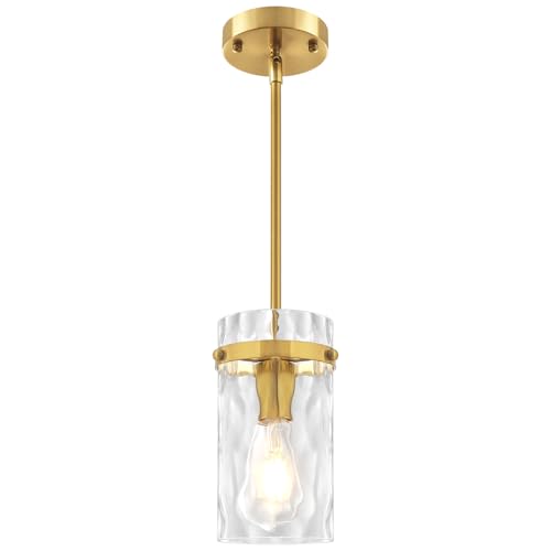 Hammered Glass Pendant Light Fixtures Gold Kitchen Lighting Over Island
