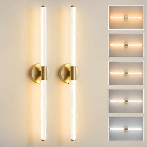 Glod Wall Sconces Set of Two Hardwired LED Vanity Light 31" (2 Count)