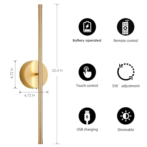Battery Operated Wall Sconces Set of Two Wireless Wall Lights (2 Count)