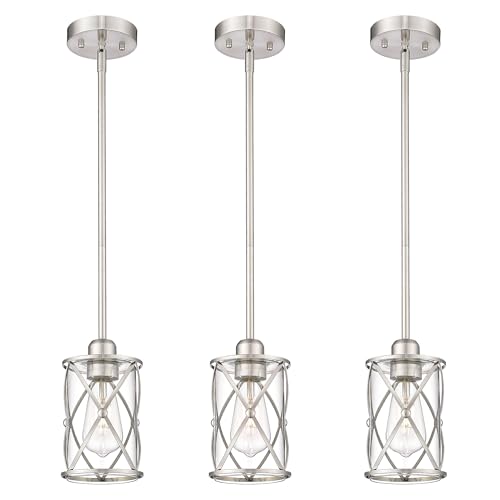Brushed Nickel Pendant Lights Kitchen Island 3 Pack (3 Count)