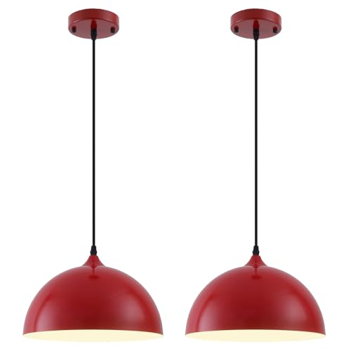 Red Farmhouse Pendant Light 11.8inches 2 Packs (2 Count)