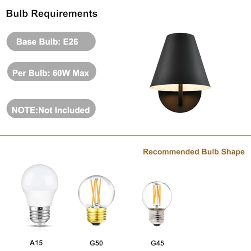 Industrial Wall Sconces with Metal Barn Wall Lights Set of 2 (2 Count)