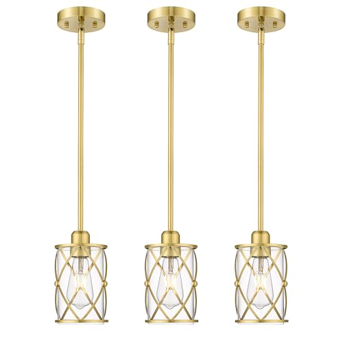 Brushed Gold Pendant Lights Kitchen Island 3 Pack (3 Count)