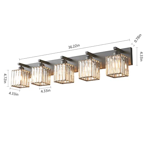 Modern Black Crystal Bathroom Vanity Light
