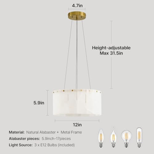 11.8" Small Alabaster Chandelier